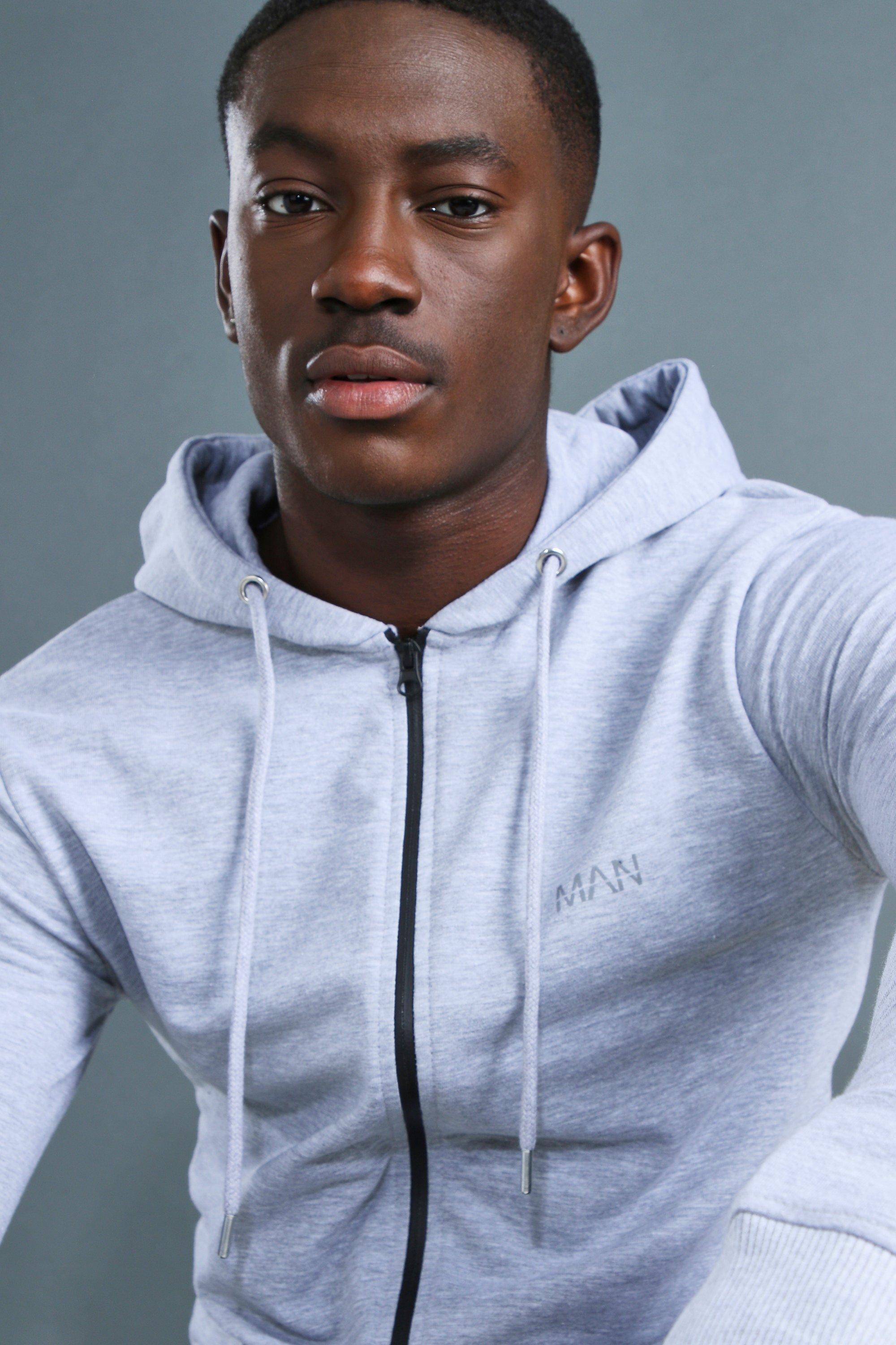 Muscle fit grey outlet hoodie